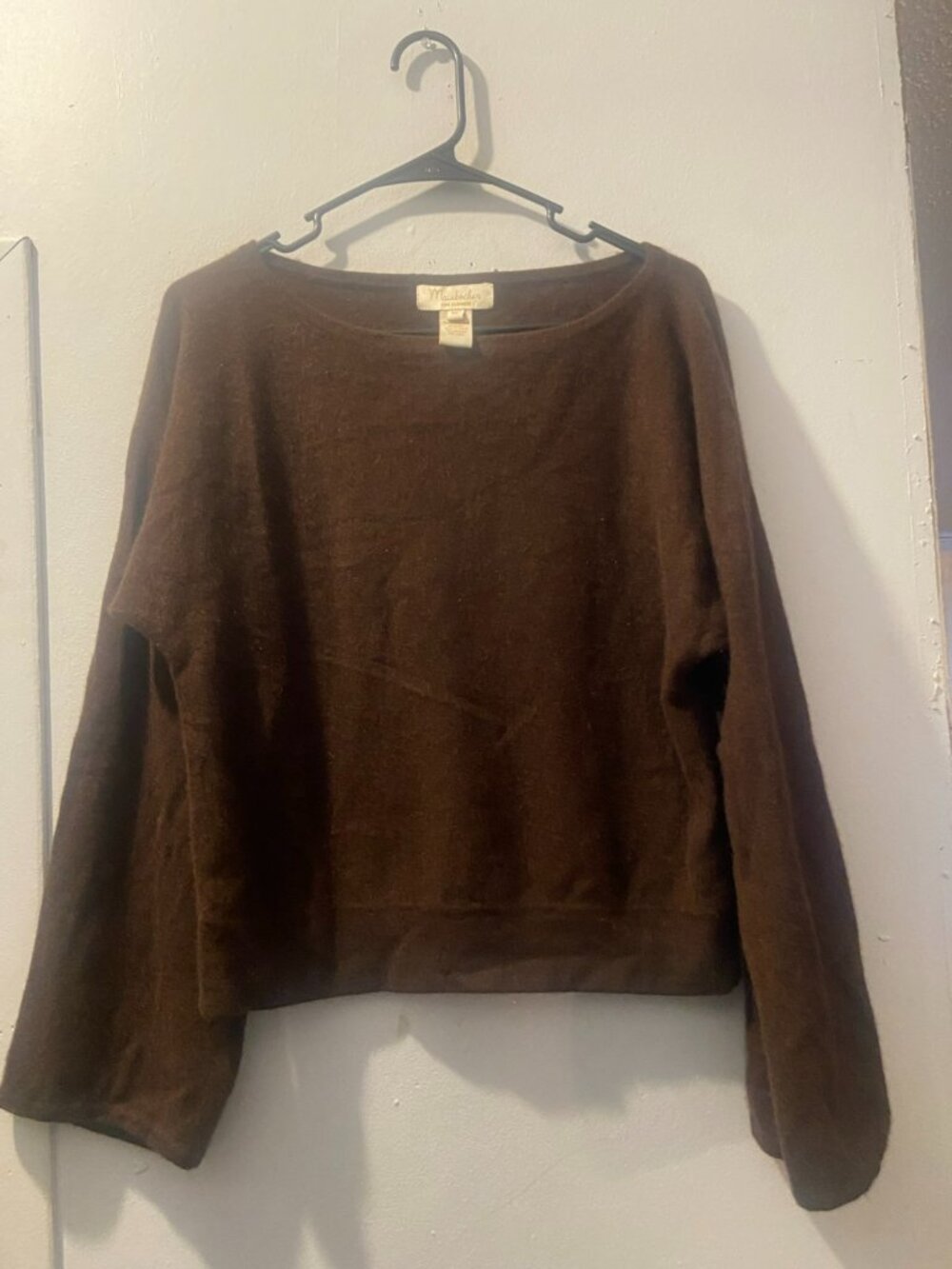 Mainbocher 100% Cashmere Sweater XL Chocolate Brown Quiet Luxury - Picture 2 of 5